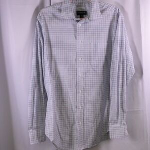 Jos A Bank Traveler Plaid Dress Shirt Mens 16 34/35 Tailored Fit